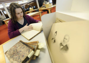 University of Michigan freshman researching George Pray journals at the Bentley Historical Library. Photo by Lon Horwedel 