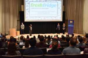 The Fresh Fridge team making its final pitch to the judges.