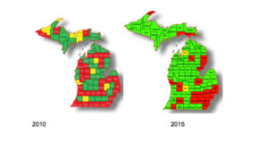 Counties that scored 60 or more were considered to have a passing grade; those with 40-59 most often gave correct information but may not have done so quickly or easily; those with 40 or fewer points failed. 