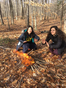 U-M Alternative Spring Break students Juliet Wu, left, and Nikole Koszarycz, serve as co-site leaders during the visit to the Native American-focused Ndakinna Education Center in New York. Photo by Michelle Phalen 