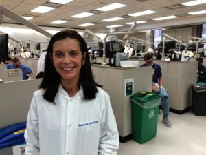 Elisabeta Karl poses in the lab.