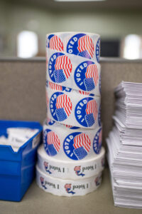 Stack of "I voted" stickers