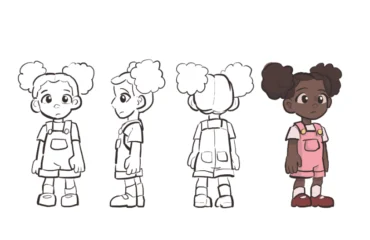 image shows a character sheet of a young African-American girl