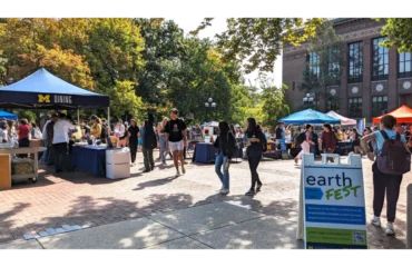 depiction of stalls at the Diag for Earthfest