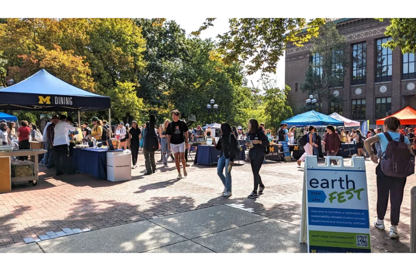depiction of stalls at the Diag for Earthfest