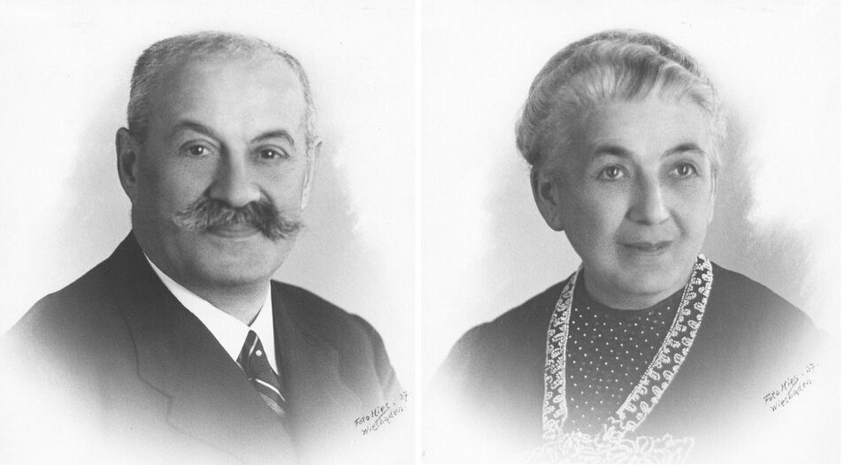 Hermann and Amalie Kohn, left to right black and white portraits