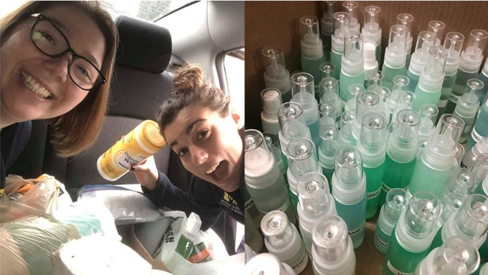 Two students work to give purell to homeless during COVID-19 crisis